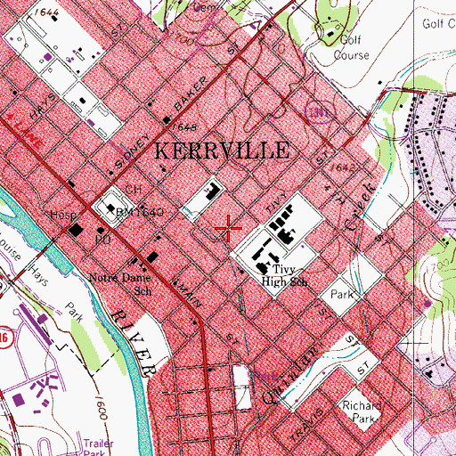 Topographic Map of Peterson Middle School, TX