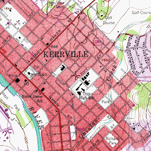 Topographic Map of Tivy Upper Elementary School, TX
