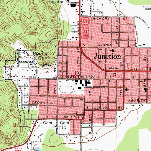 Topographic Map of Junction Elementary School, TX