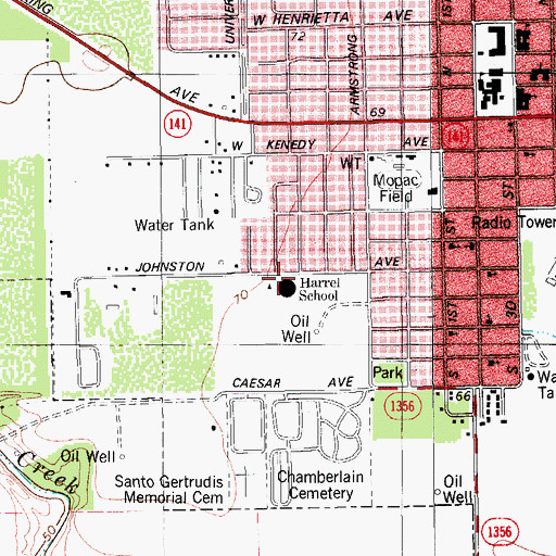 Topographic Map of Harrel Elementary School, TX
