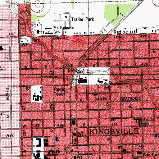 Topographic Map of Kleberg Elementary School, TX