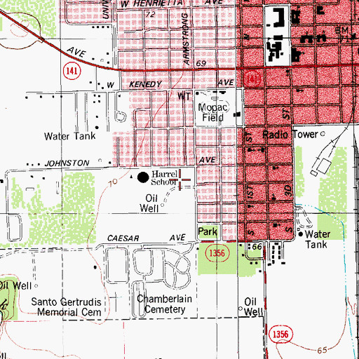 Topographic Map of Memorial Middle School, TX