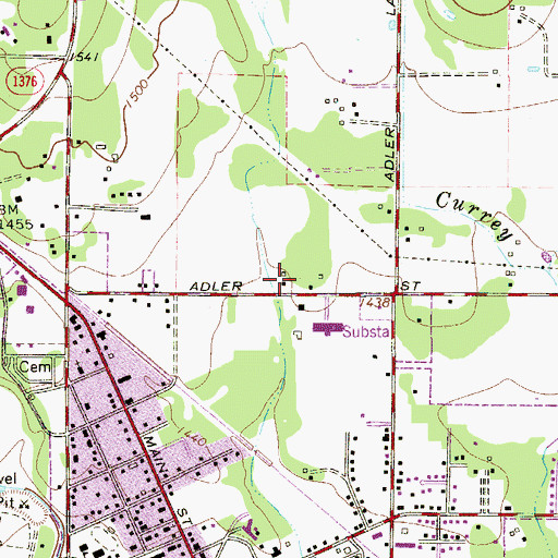 Topographic Map of Curington Elementary School, TX