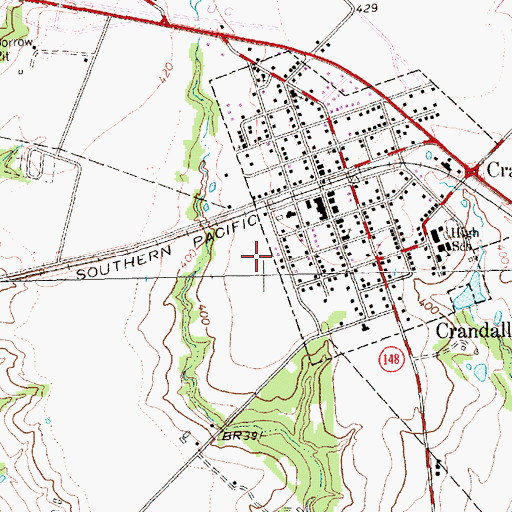 Topographic Map of Crandall Intermediate School, TX