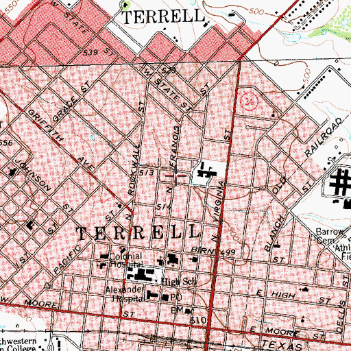 Topographic Map of John E Langwith Elementary School, TX