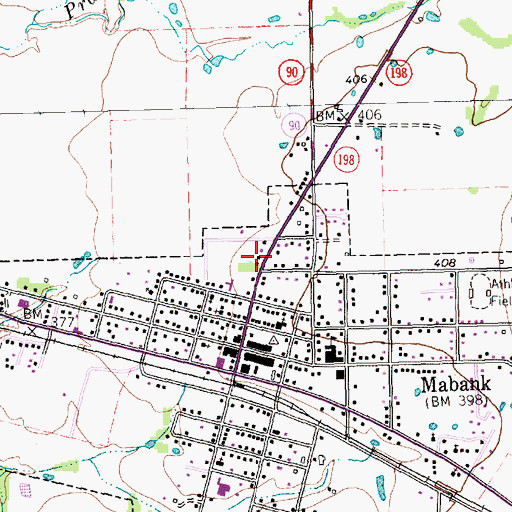 Topographic Map of Mabank Middle School, TX