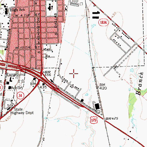 Topographic Map of Phillips Elementary School, TX