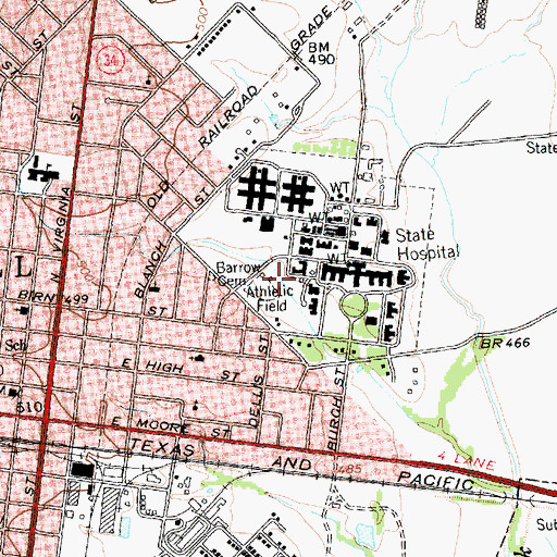Topographic Map of Terrell Adolescent Center, TX