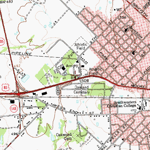 Topographic Map of Terrell Alternative School, TX