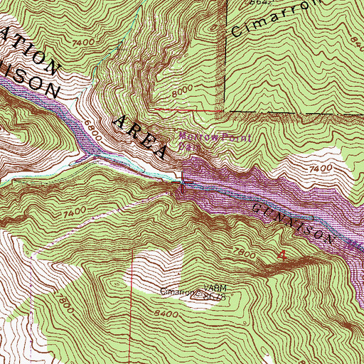 Topographic Map of Morrow Point Reservoir, CO