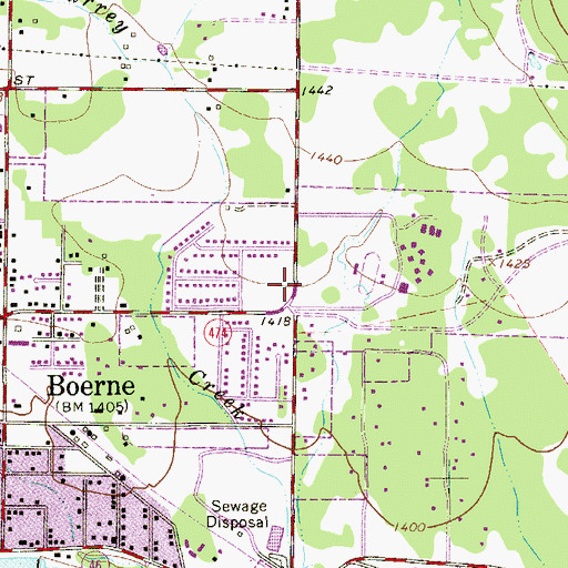 Topographic Map of Boerne High School, TX