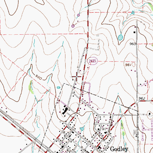 Topographic Map of Godley Elementary School, TX