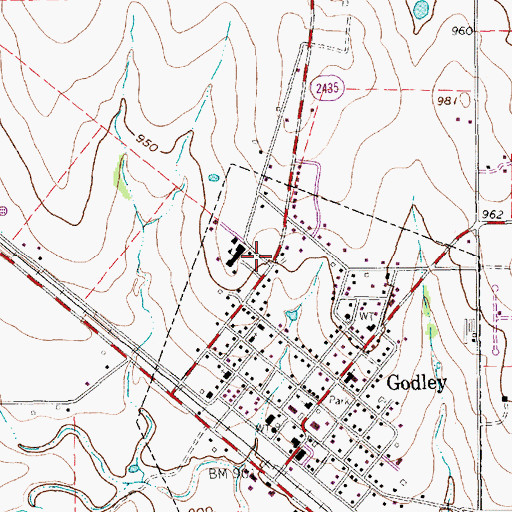 Topographic Map of Godley High School, TX