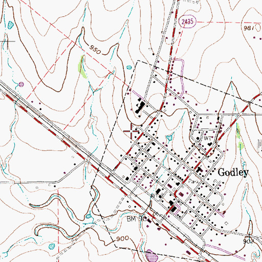 Topographic Map of Godley Middle School, TX
