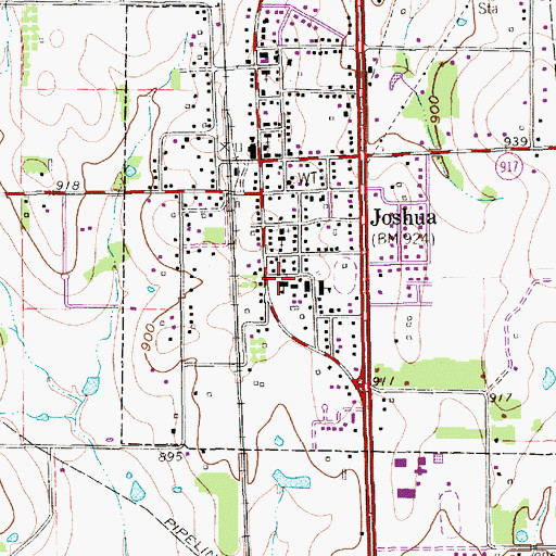 Topographic Map of Joshua Primary School, TX