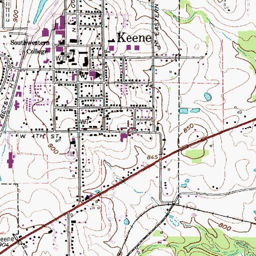 Topographic Map of Keene Elementary School, TX