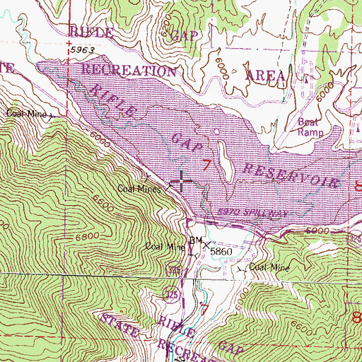Topographic Map of Rifle Gap Dam, CO