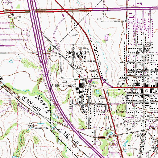 Topographic Map of Alvarado Intermediate School, TX