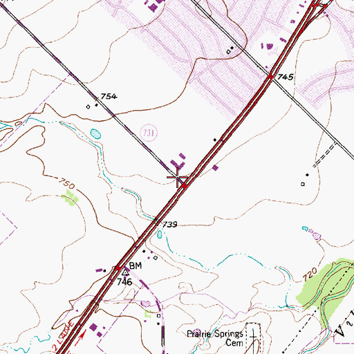 Topographic Map of Burleson High School, TX