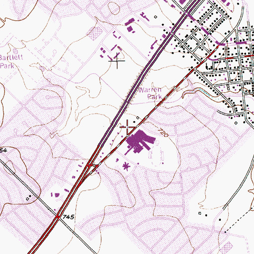 Topographic Map of Burleson Intermediate School, TX