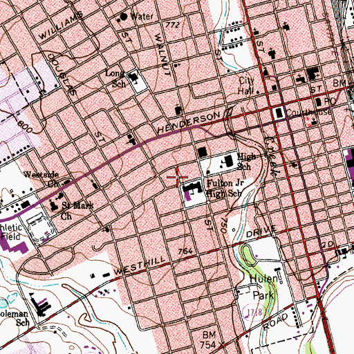 Topographic Map of Fulton Intermediate School, TX