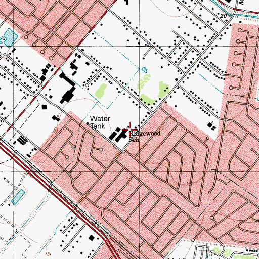 Topographic Map of Ridgewood Elementary School, TX