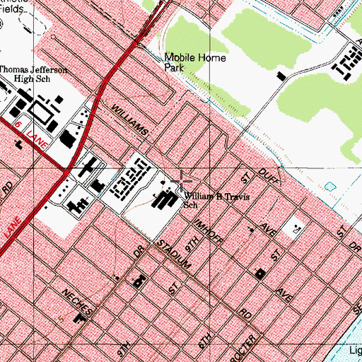 Topographic Map of Travis Elementary School, TX