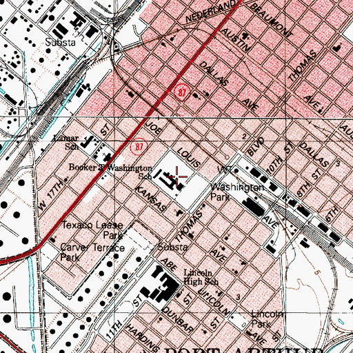 Topographic Map of Washington Elementary School, TX