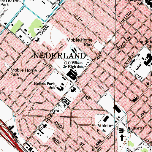 Topographic Map of Wilson Middle School, TX