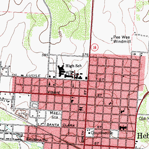 Topographic Map of Hebbronville Elementary School, TX