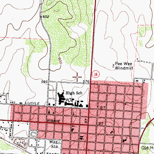 Topographic Map of Hebbronville High School, TX