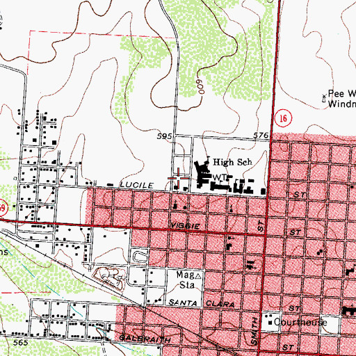 Topographic Map of Hebbronville Junior High School, TX