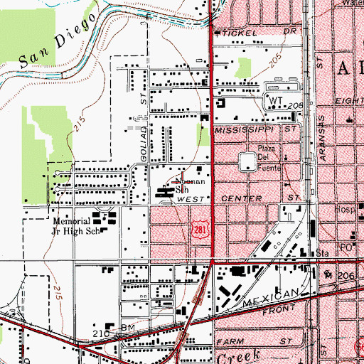 Topographic Map of Noonan Elementary School, TX
