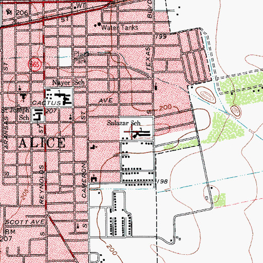 Topographic Map of Salazar Elementary School, TX
