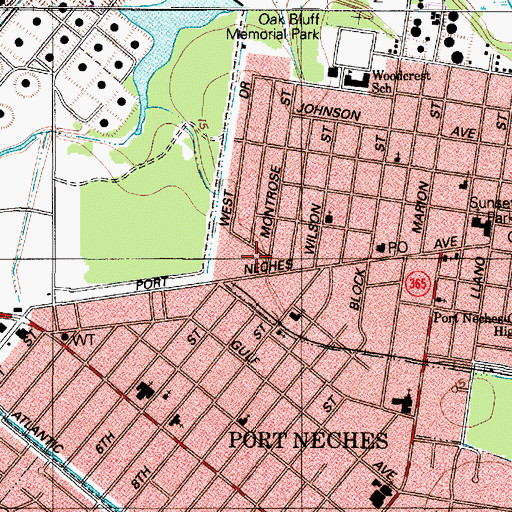 Topographic Map of Port Neches Alternative School, TX