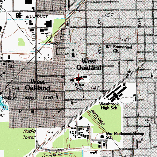Topographic Map of Price Elementary School, TX