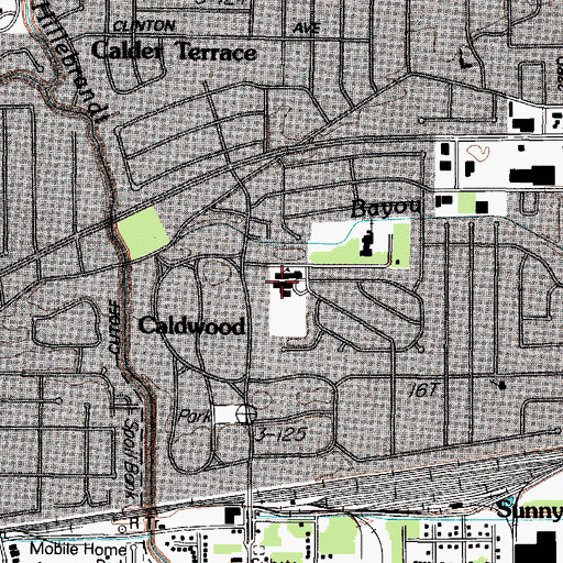 Topographic Map of Caldwood Elementary School, TX