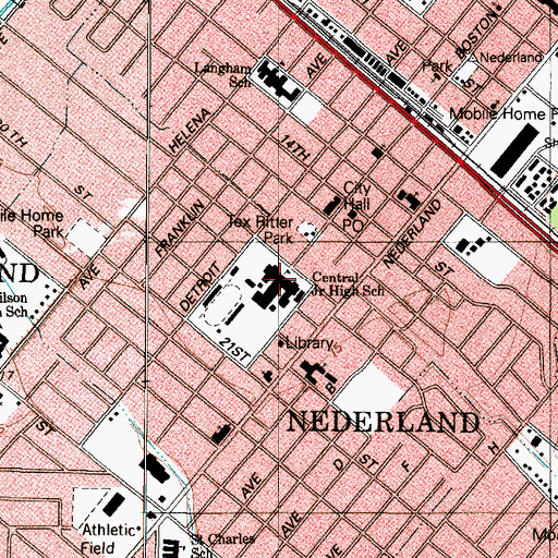 Topographic Map of Central Middle School, TX