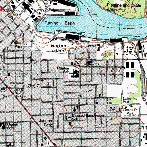 Topographic Map of Dunbar Elementary School, TX