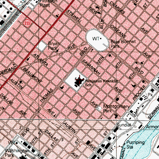 Topographic Map of Franklin Elementary School, TX