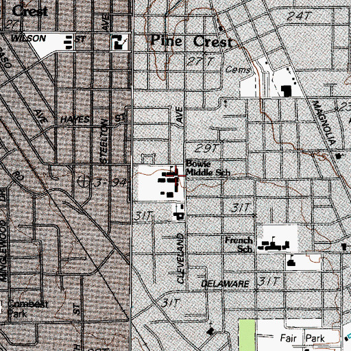 Topographic Map of French Elementary School, TX