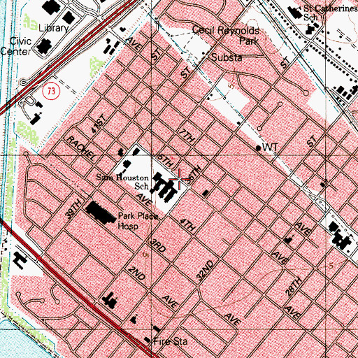 Topographic Map of Houston Elementary School, TX