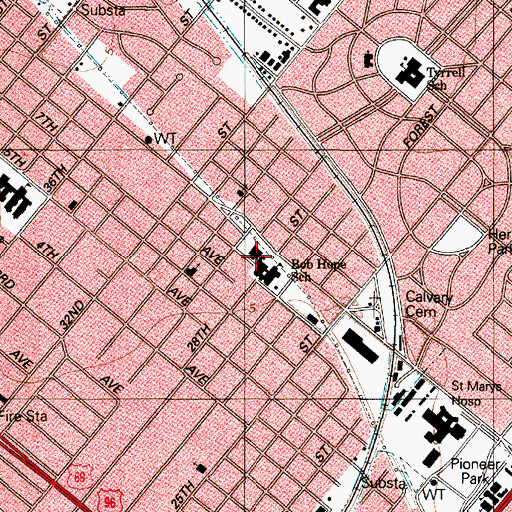 Topographic Map of Hughen School, TX