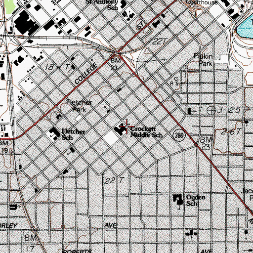 Topographic Map of M L King Middle School, TX