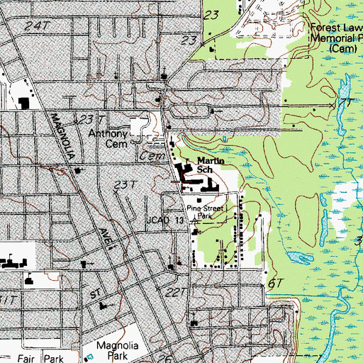Topographic Map of Martin Elementary School, TX