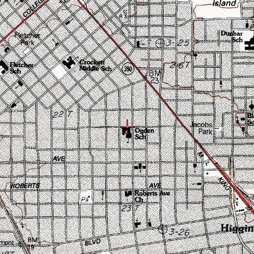 Topographic Map of Ogden Elementary School, TX
