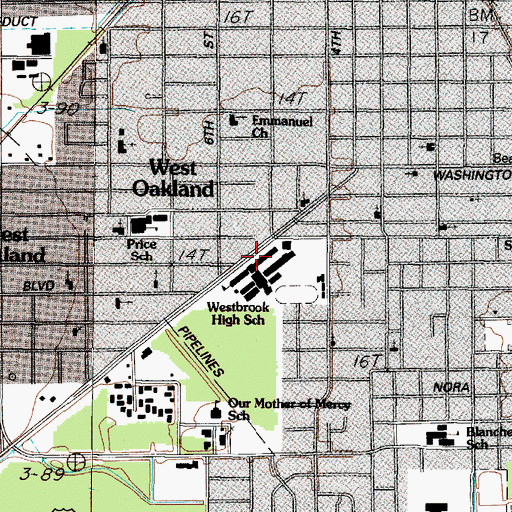 Topographic Map of Ozen High School, TX
