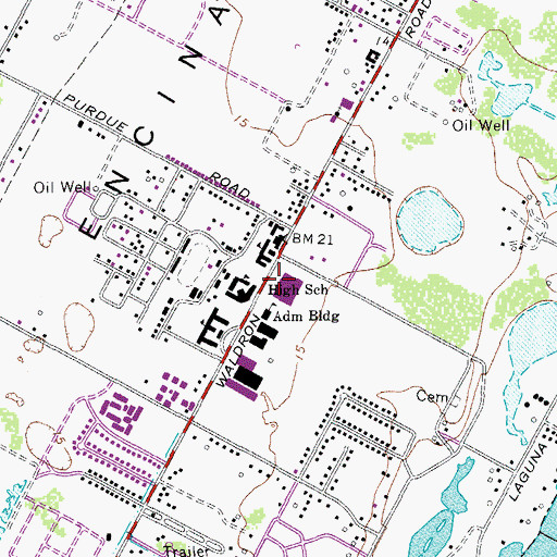 Topographic Map of Flour Bluff Elementary School, TX