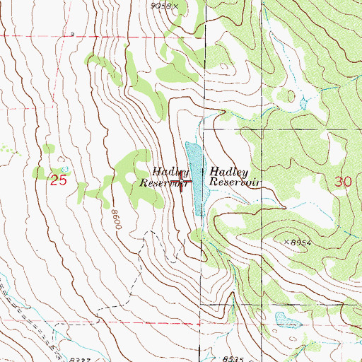 Topographic Map of Hadley Dam, CO
