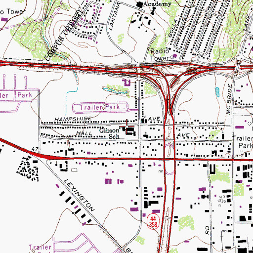 Topographic Map of Gibson Elementary School, TX
